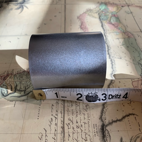 Handmade Upcycled Brushed Steel Cuff Bracelet S M - Picture 6 of 7